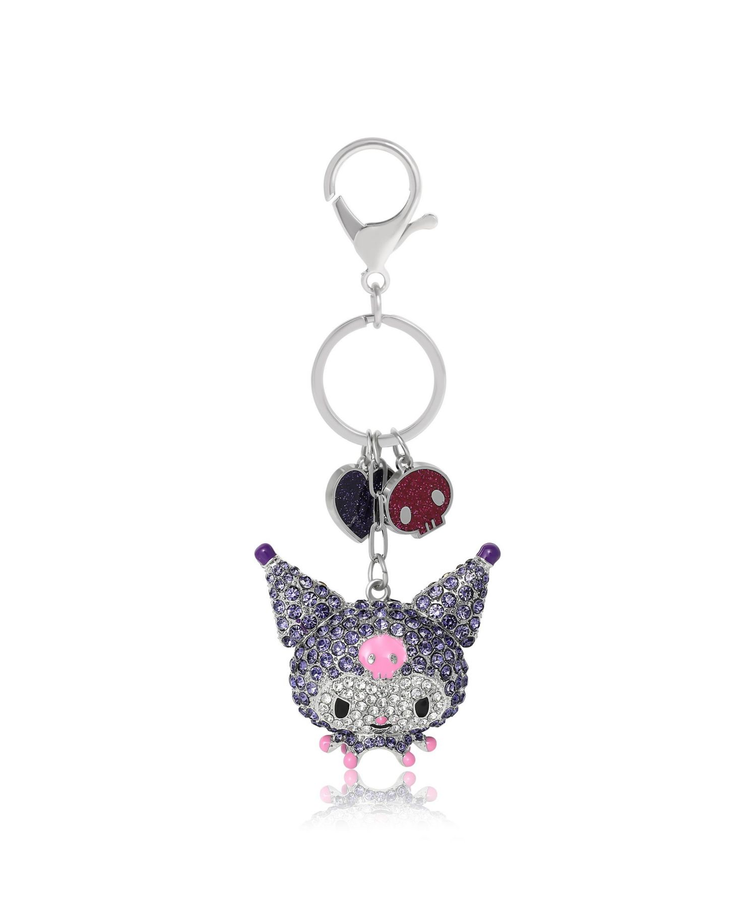 Sanrio Kuromi Crystal Keychain with Skull & Heart Charms