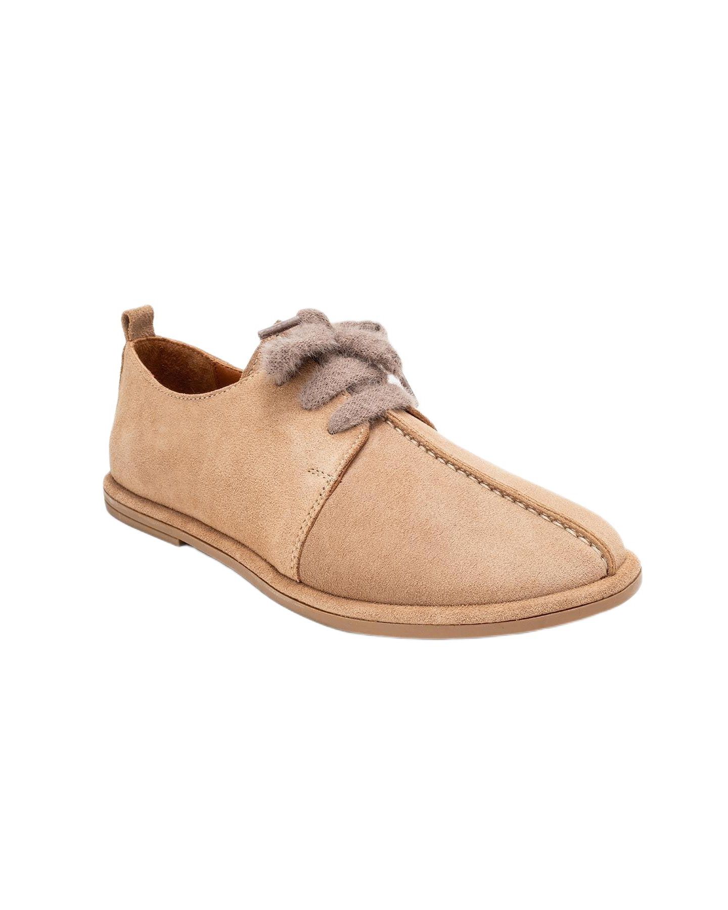 Обувь Forever & Always Shoes Denora Leather Lace Up Shoes, цвет: Бежевый замшевый кожаный — фото 1