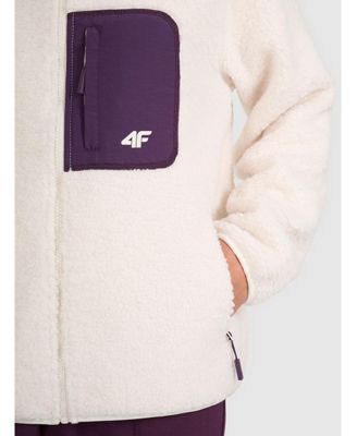 Women's regular sherpa fleece with hood - white