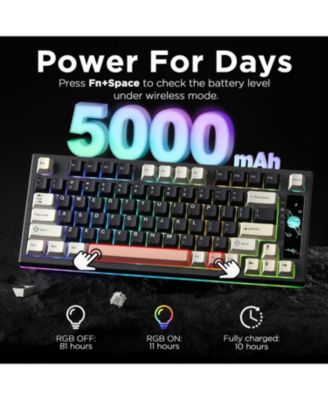RT80 Rapid Trigger Hall Effect Magnetic Gaming Keyboard, 8K Polling Rate,75% Layout,BT/2.4GHz/Wired,RGB Backlit,Hot Swap,Actuation Wireless