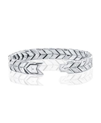 Stainless Steel, Polished & Matte CZ Chevron Design Bracelet