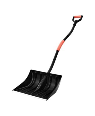 Snow Shovel, 17" Wide Plastic Blade w/ Aluminum Edge, D-Handle, Lightweight Driveway Snow Shovel