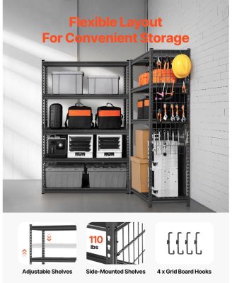 5-Tier Storage Shelves, 2500-Lb Capacity, 18"D x 48"W x 72"H, Adjustable Heavy-Duty Utility Rack, Black