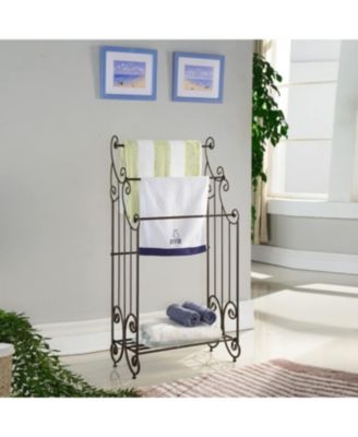 Pewter Metal Towel Racks for Bathroom with Shelf - 3 Long, Sturdy, Versatile & Modern Towel Rack with Storage Shelf