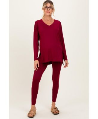 Maternity Brushed Knit Oversized Top and Legging Set