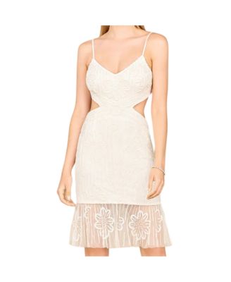 Women's Beaded Cutout Bridal Midi Dress