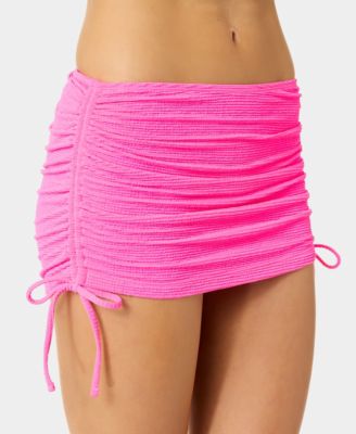 Women's Solid Popcorn Scrunch Side-Tie Swim Skirt