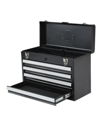 Metal Tool Box, 20.5", Portable 4-Drawer Tool Chest, EVA Liners, Locking Ball-Bearing Slides, Powder-Coat