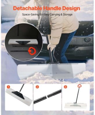 Snow Pusher Shovel, 36", HDPE Blade w/ Metal Edge, Segmented Handle, Ergonomic Grip, Driveway/Garden