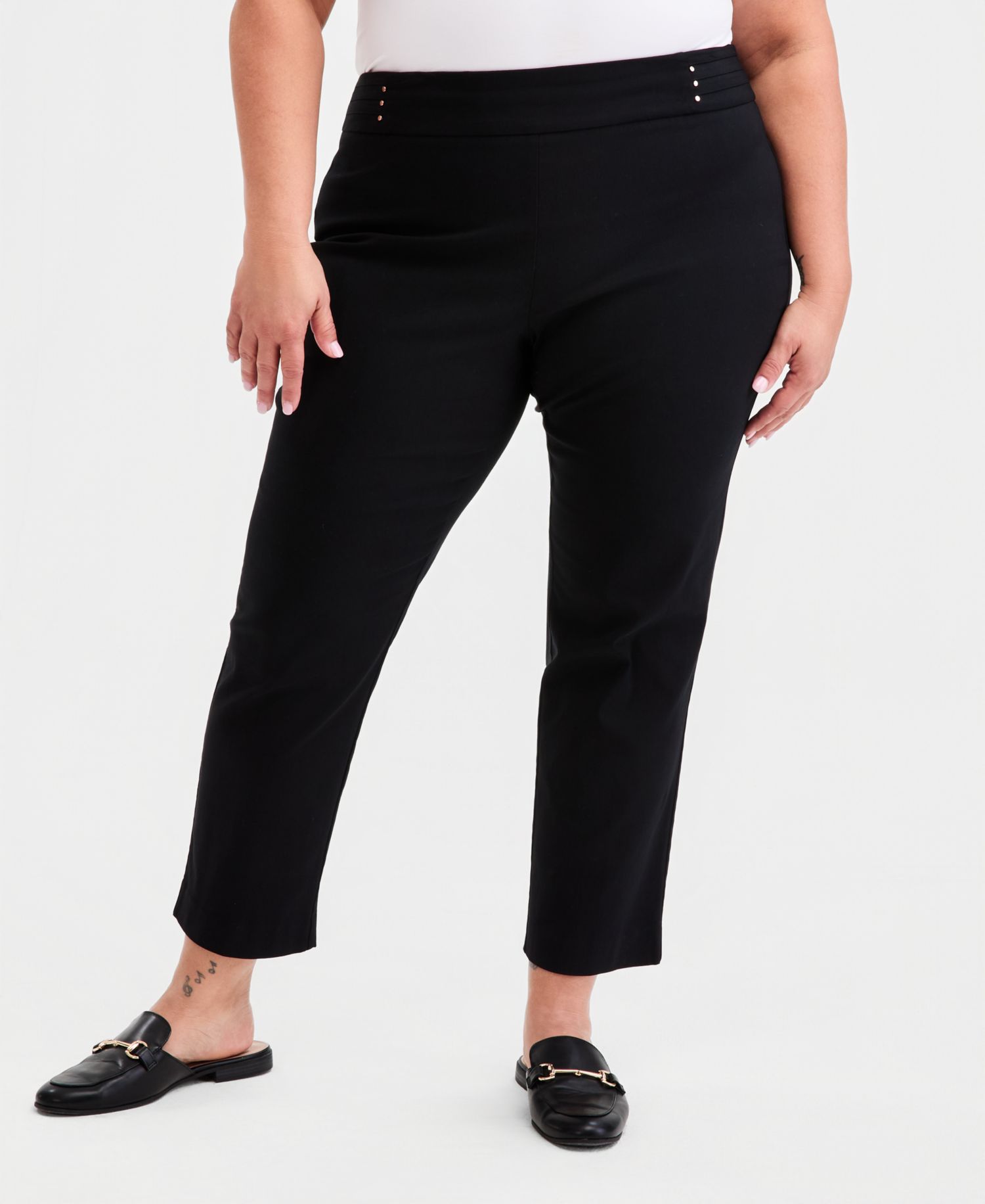 Petite Studded-Rivet Slim-Leg Pants, Petite & Petite Short