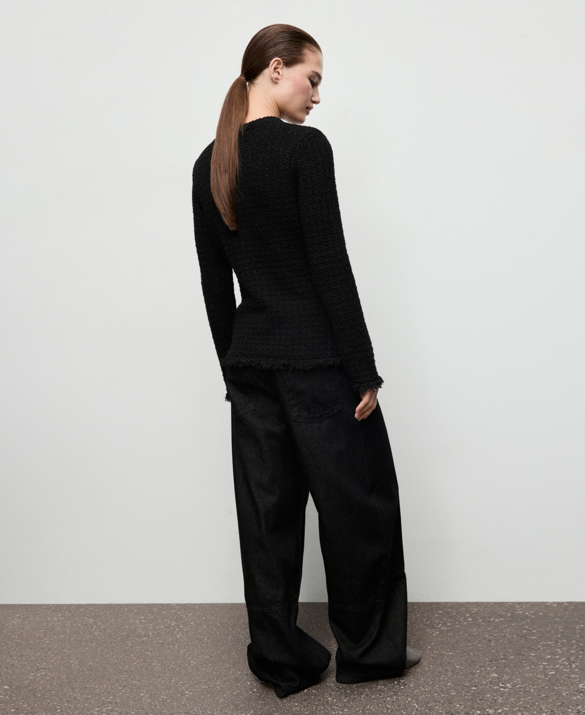 Mango Women's Frayed Trims Tweed Cardigan