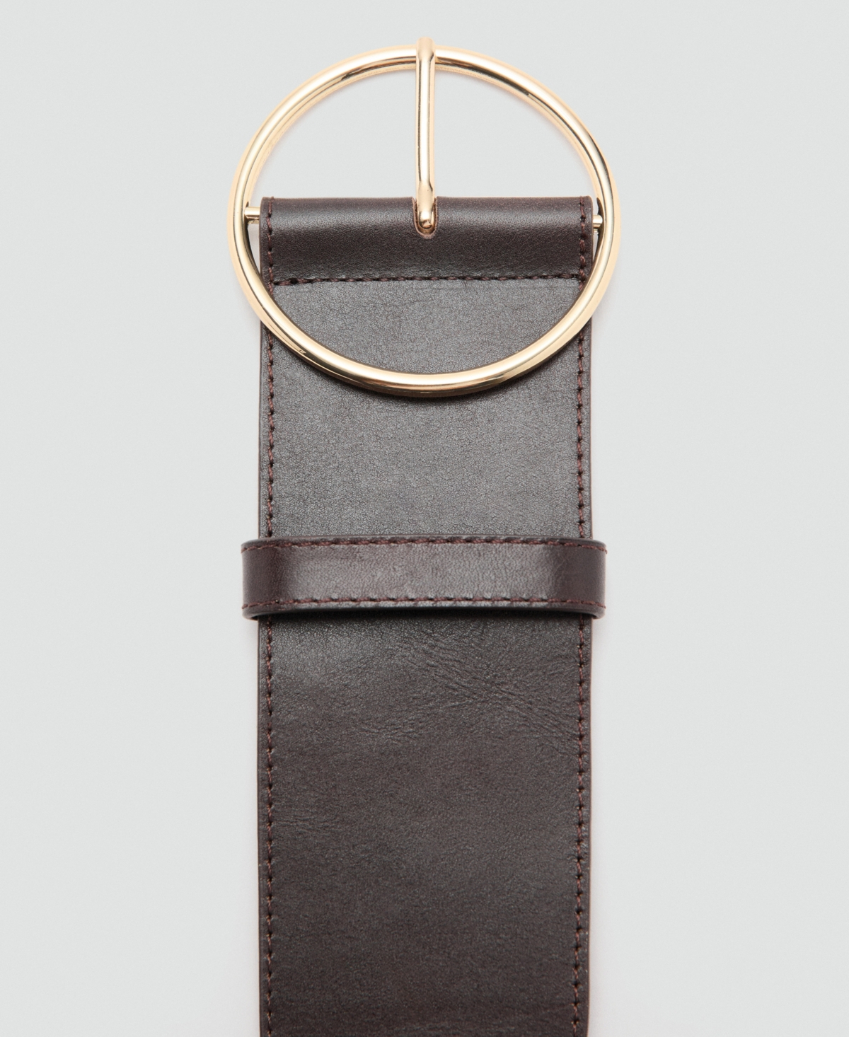 Mango Women's Rounded Buckle Leather Belt