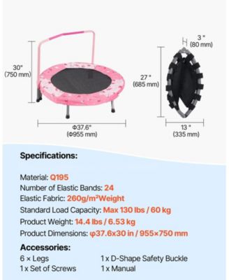  Kids Trampoline, 36", Foldable Indoor/Outdoor Mini Rebounder w/ Handle, for Ages 3+