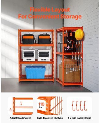 4-Tier Storage Shelves, 2400-Lb Capacity, 20"D x 40"W x 60"H, Adjustable Heavy-Duty Utility Rack