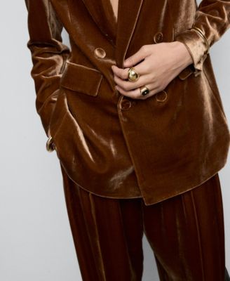 Women's Double-Breasted Velvet Suit Jacket