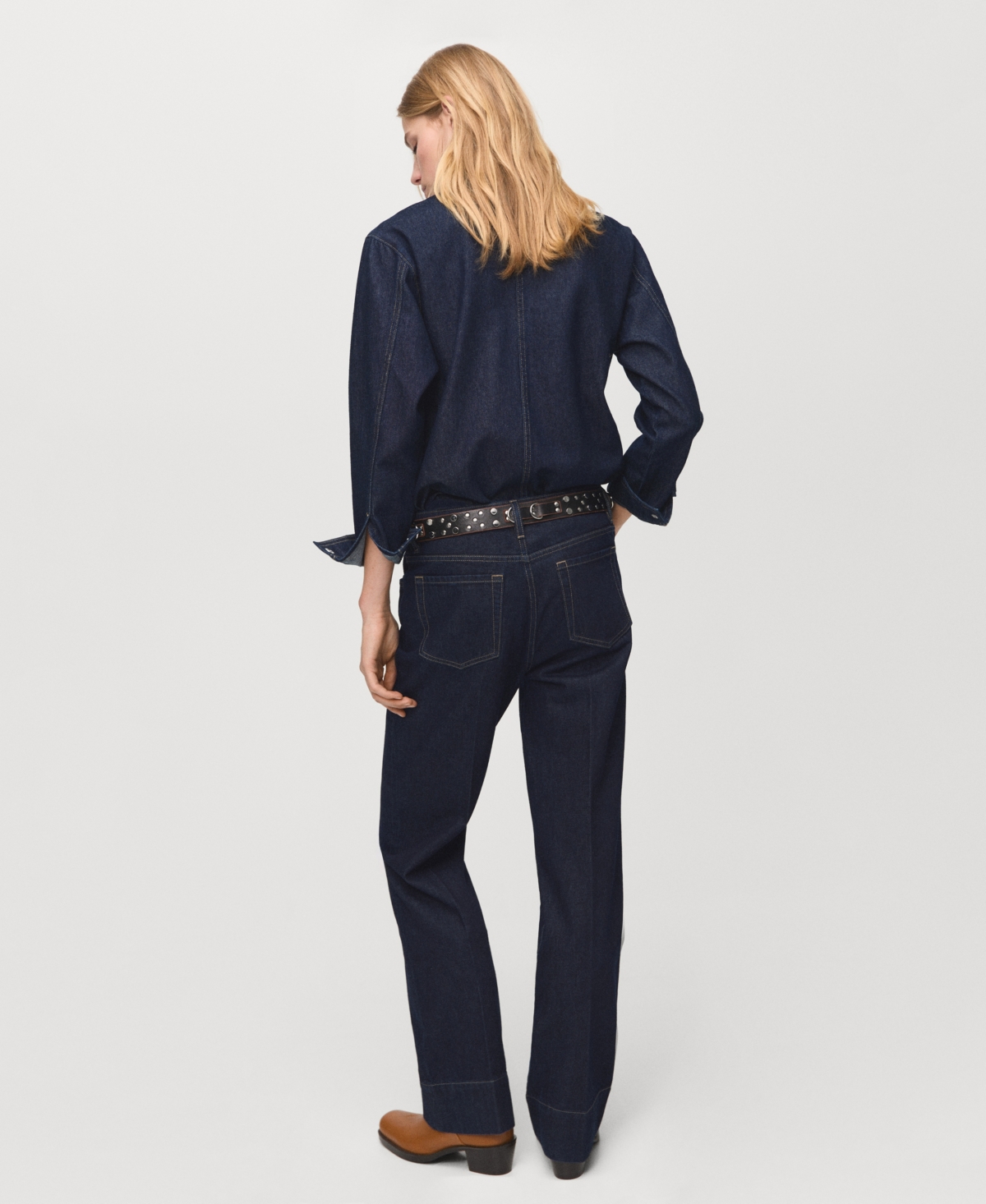 Mango Women's Seam Detail Straight-Leg Jeans