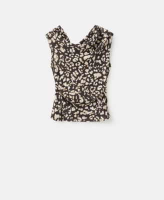 Women's Draped Animal-Print Top