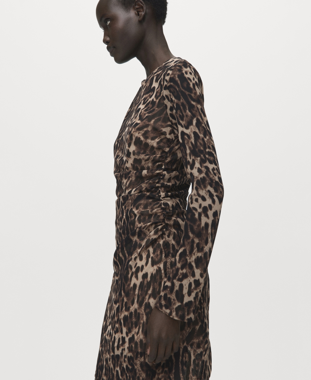 Mango Women's Draped Detail Leopard-Print Dress