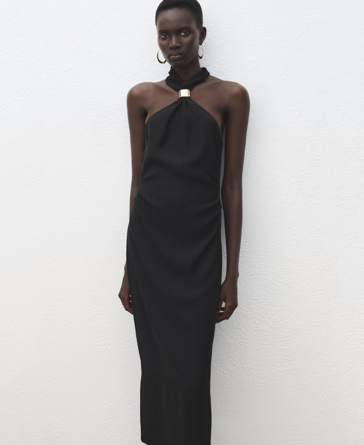 Mango Women's Metal Embellishment Halter-Neck Dress