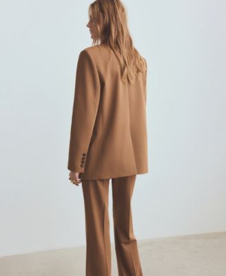 Women's Notch Lapel Pockets Straight Suit Blazer