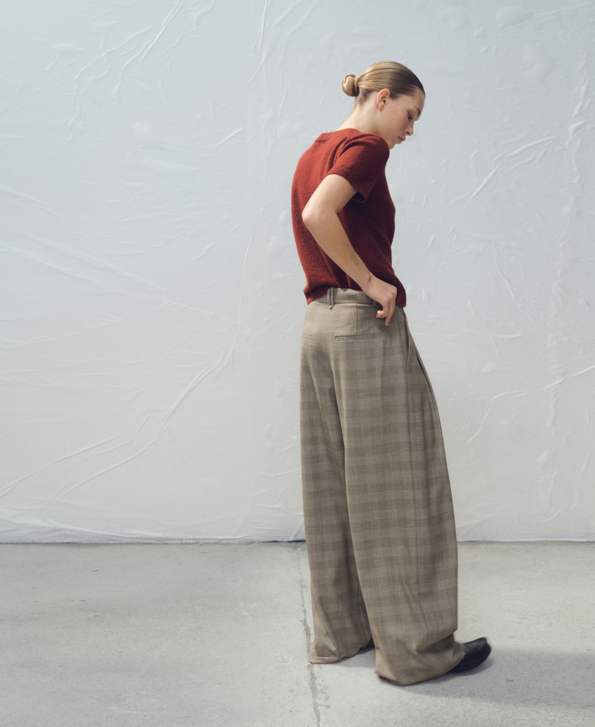 Mango Women's Wide-Leg Check Suit Pants