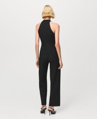 Women's Belt Halter-Neck Jumpsuit