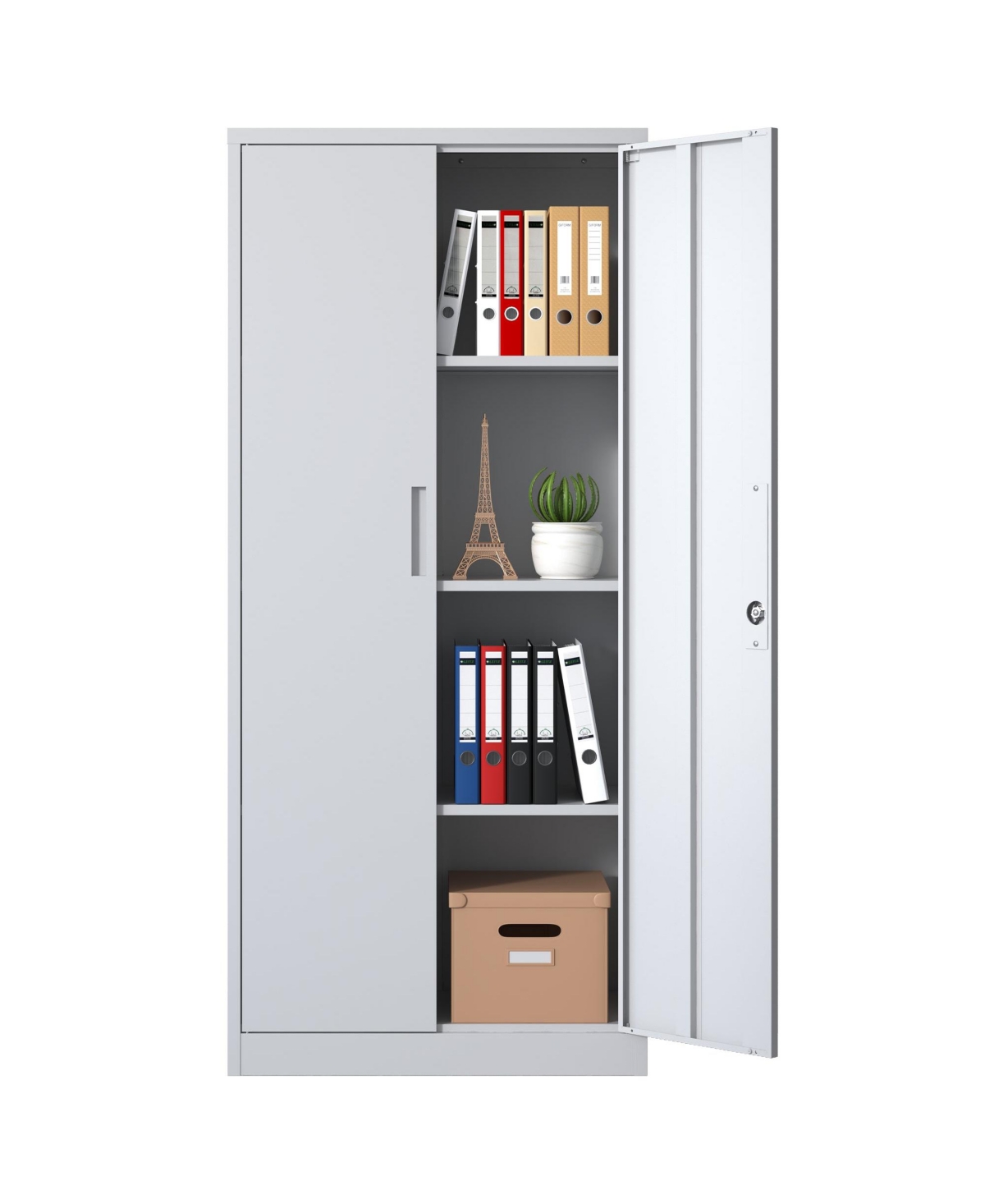 Boyel Living 71" Metal Storage Cabinet – Lockable doors, 4 shelves, ideal for garage, office, classroom, or pantry organization.