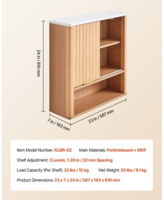 Bathroom Wall Cabinet, Single Door, Adjustable Shelf, Wall-Mounted Over-Toilet Storage w/ Open Shelves