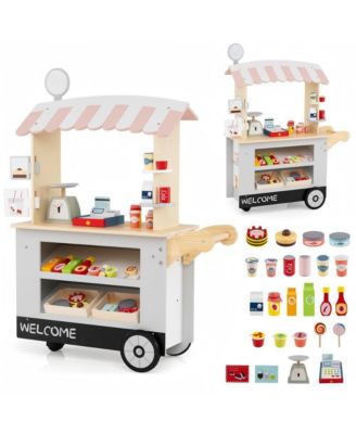 Kids Pretend Food Cart with Accessories and Storage