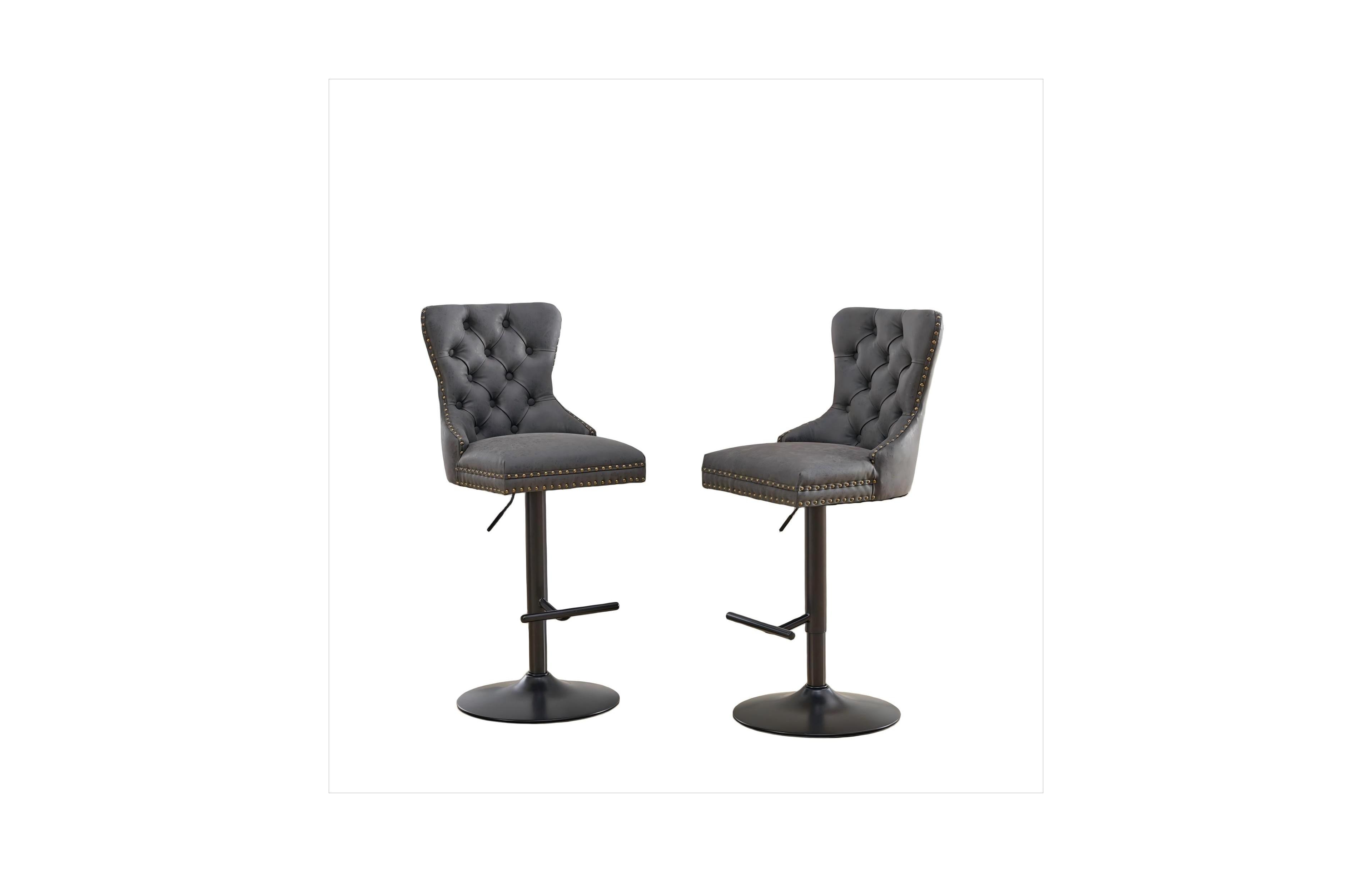 Boyel Living Set of 2 Pu Swivel Bar Stools Adjustable Seat Height for Dining Pub