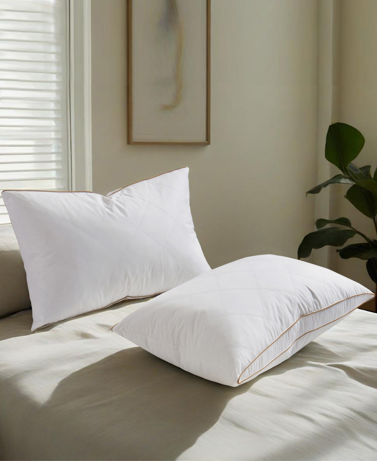 Unikome Medium Firm Goose Down Feather 2-Pack Pillows