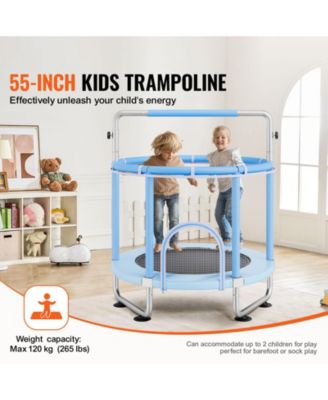 Kids Trampoline, 55" (4.6 ft), Enclosure Net & Basketball Hoop, Indoor/Outdoor, Ages 3