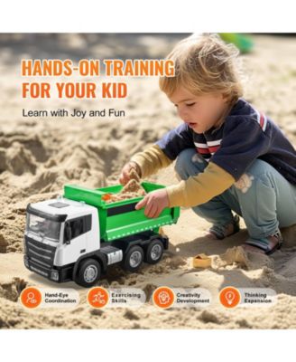 RC Dump Truck Toy, 9-Channel 1:18 Scale, Remote Control Dump Truck RC Construction Vehicle Truck Toy