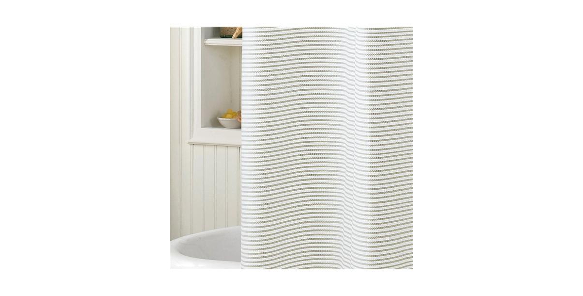 Slickblue 72-inch Taupe Tan and White Stripes Cotton Shower Curtain