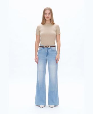 Women's Bella High Rise Wide Leg Raw-Hem Jeans