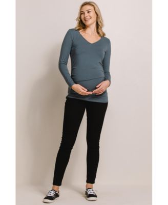 Maternity Casual Side Ruched Long Sleeve Top