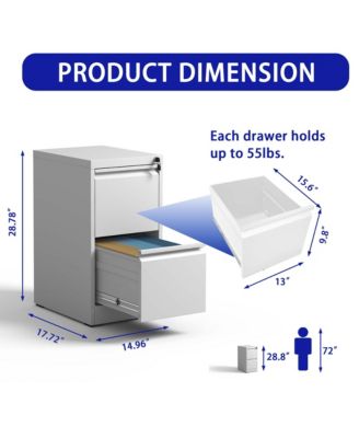 2 Drawer Metal Vertical File Cabinet with Lock Office Home Steel Vertical File Cabinet for A4 Legal