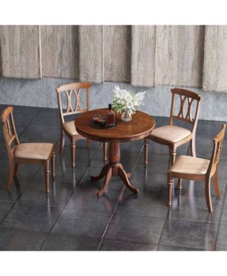 32" Wooden Round Pub Pedestal Side Table