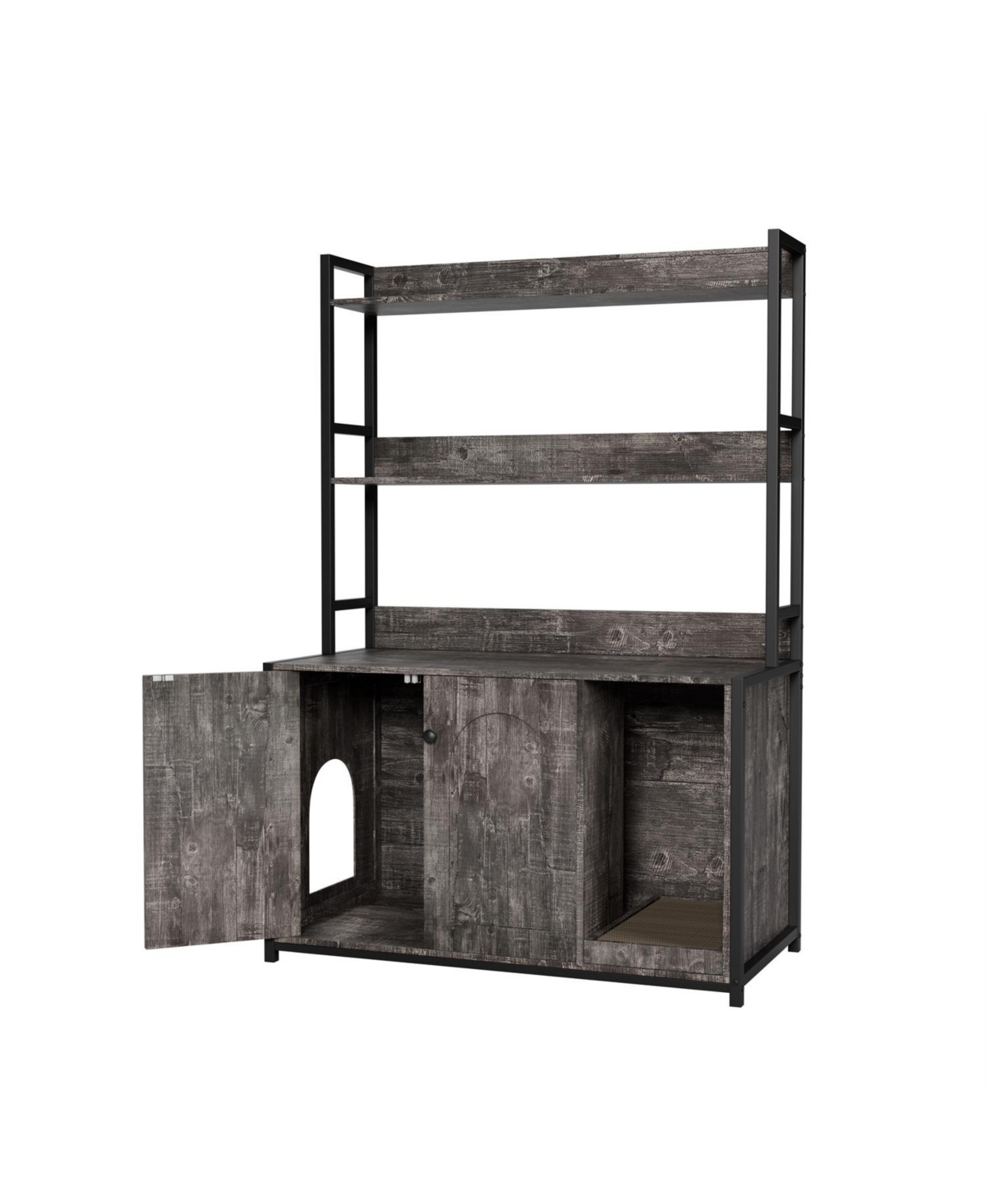 Aostirmotor Cat Litter Box Enclosure with Scratch Pad,2 Doors