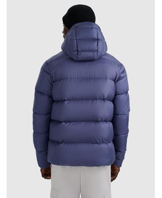 Men's down jacket with natural filling - navy blue