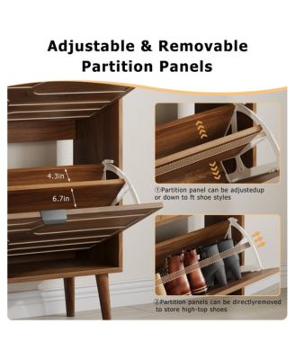 Modern Shoe Cabinet with 2 Flip Drawers for Corridors and Entrances