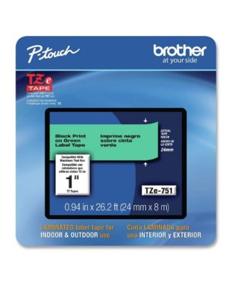 TZE751CS 0.94 in. x 26.2 ft. TZe Laminated Removable Label Tapes - Black on Green