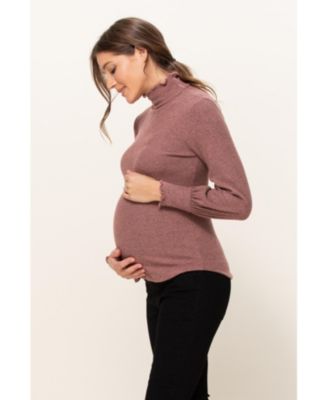 Maternity Turtleneck Ribbed Knit Long Sleeve Sweater