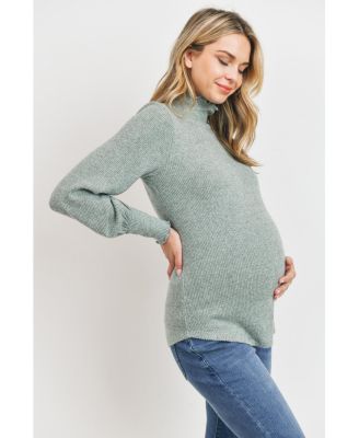 Maternity Turtleneck Ribbed Knit Long Sleeve Sweater