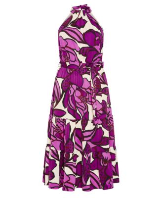Plus Size Halter Print Maxi Dress