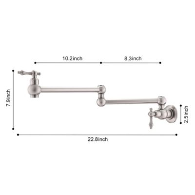 Pot Filler Faucet, Retro Single Hole Two Handles Wall Mount Kitchen Faucet, Double Joint Swing Arm Pot Filler Folding Kitchen Faucet
