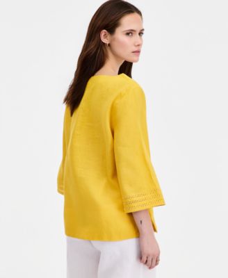 Women's 3/4-Sleeve 100% Linen Blouse