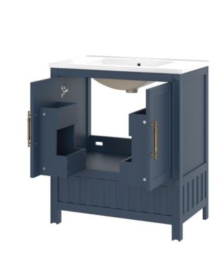 30 in. Bathroom Vanity with Sink, Multi-functional Bathroom Cabinet with Doors, Storage Shelves and Drawers