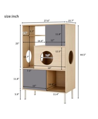 Cat House with Storage, Cat Litter Box Enclosure, Hidden Storage in Natural