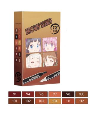 12 Colors Brown Series Alcohol Markers, Dual Tip Sketching Drawing Markers for Book Painting and Card Making
